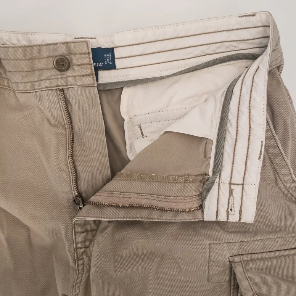 Polo Ralph Lauren Mens Cargo Shorts 32 Tan Classic Polo Chino Cotton FITS 31
